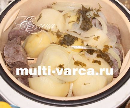 Cartofi cu carne de vită aburit într-o multivarcă