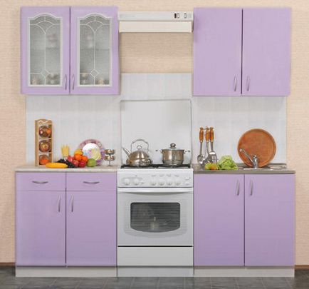 Bucătărie lilac color fotografie fațade alb-liliac de interior, design și o combinație de bucătărie colț,