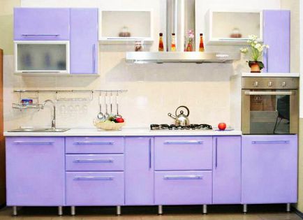 Bucătărie lilac color fotografie fațade alb-liliac de interior, design și o combinație de bucătărie colț,