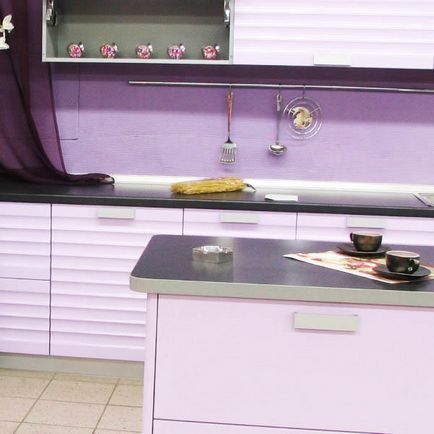 Bucătărie lilac color fotografie fațade alb-liliac de interior, design și o combinație de bucătărie colț,