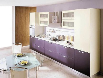 Bucătărie lilac color fotografie fațade alb-liliac de interior, design și o combinație de bucătărie colț,