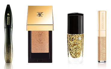 Smink arany színű arany gyűjtemény kozmetikumok az új évben, kozmopolita magazin, magazin