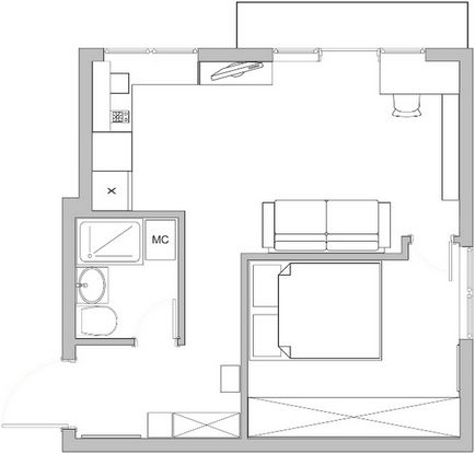 Modificări neobișnuite ale unui apartament cu o cameră, lux și confort