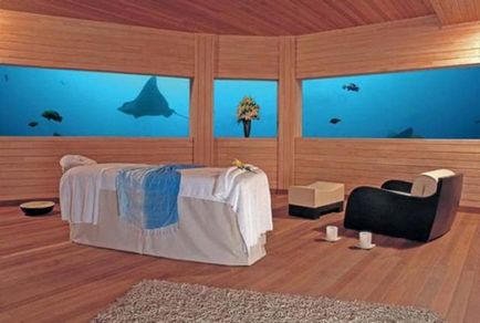 Víz alatti szálloda a Maldív-szigetek, a mese a víz alatt, a csoda a modern építészet