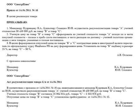 Правильно оформляйте документи і відбивайте в обліку разукомплектация товарів в організації оптової