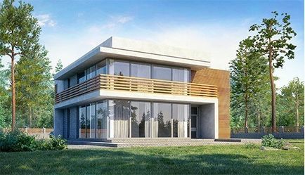 Házak tervei lapos tetővel (home tech projektek) A projektek egy lapos tetős lakások
