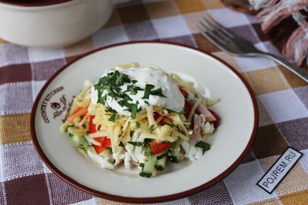Салат з шинкою, сиром, огірком і яйцем - покроковий рецепт з фото як приготувати