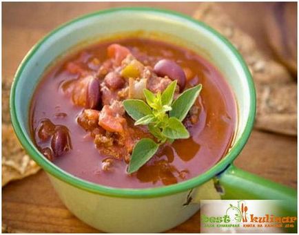 Суп з консервованої квасолі в томатному соусі