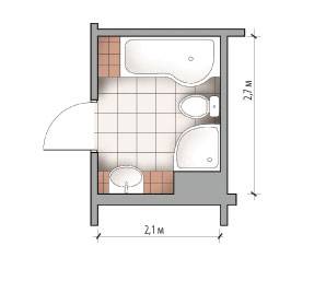 Baie în zona Hrușciov dimensiuni, desene, layout, design