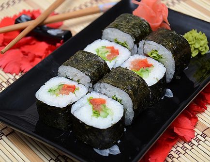 Bucătăria japoneză de tipuri de sushi și rulouri - produse alimentare