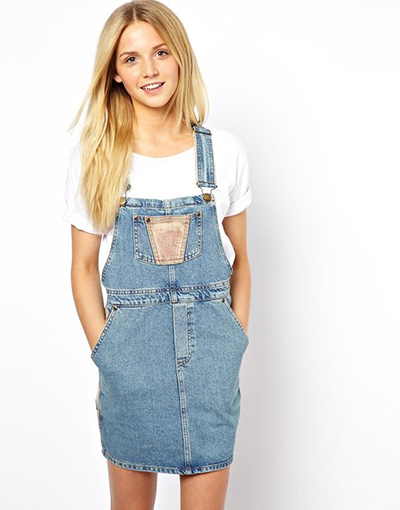 Farmer overall egy szoknya - egy modern pillantást egy egyszerű modell