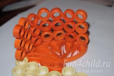 Un cărucior de jucărie în tehnica de quilling pentru o fată