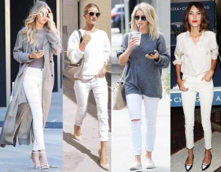 Cum și cu ce să poarte blugi albi - o mulțime de fotografii, stil, modă