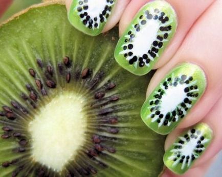 Cum să atragă kiwi pe unghii cum să facă unghii art cu kiwi