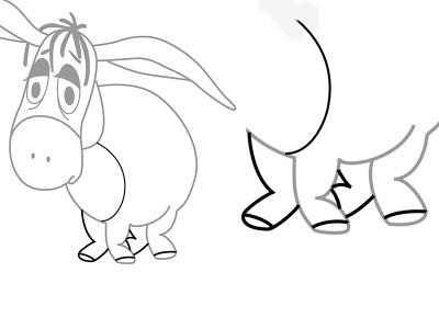 Cum de a desena un măgar într-o manieră în fază de la un desen animat - Winnie the Pooh - (Disney)