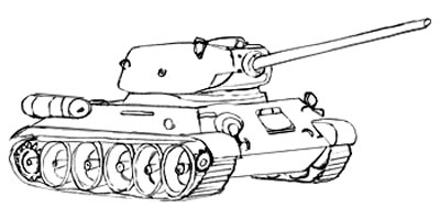Cum de a desena un rezervor T-34-85 în creion pas cu pas