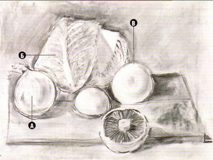 Як намалювати вугільними олівцями натюрморт з овочів, намалюємо самі