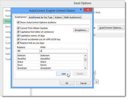 Cum se utilizează comenzile rapide de la tastatură pentru a atribui comenzile rapide de la tastatură la simboluri în Excel 2013