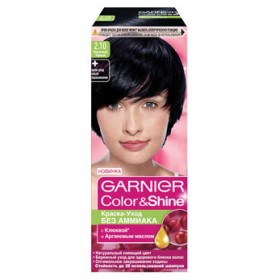 Фарба-догляд без аміаку garnier color - shine (відтінок чорничний чорний), найкраща фарба для волосся