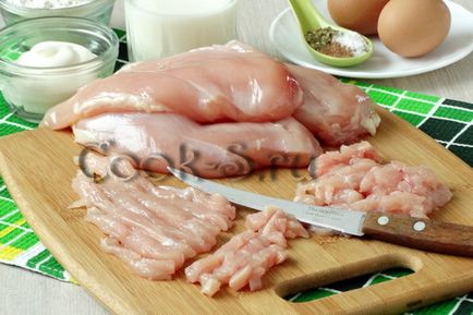 Нарязани пилешки бухти - стъпка по стъпка рецепта със снимки, пилешко месо