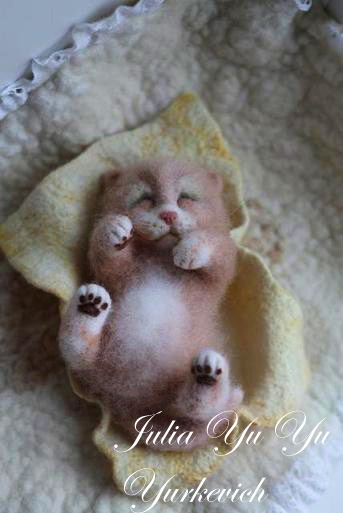 Master-class pe pisicuta smulia autor Julia Yurkevich - felting - studio de frumusete Tatiana Elkinoy