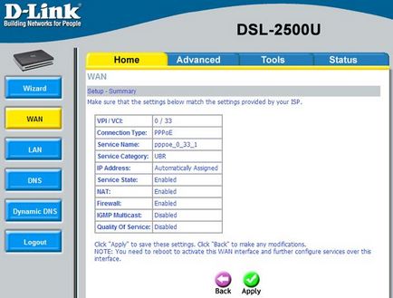 Beállítása a modem D-LINK DSL 2500 Southern Telecom (router mód) „oktatási blog