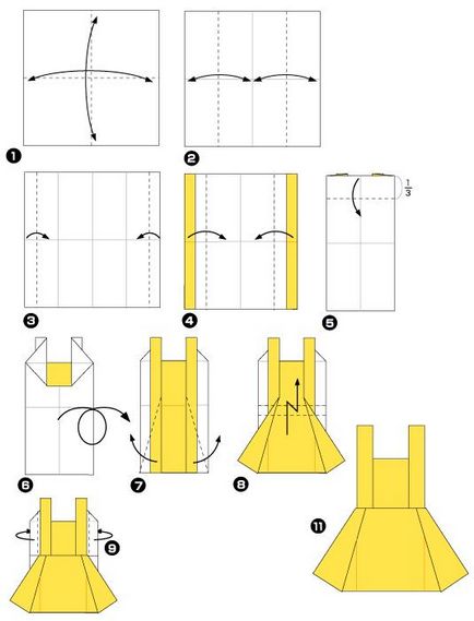 Origami rochie din hârtie în fotografii brobnyh și video de micro