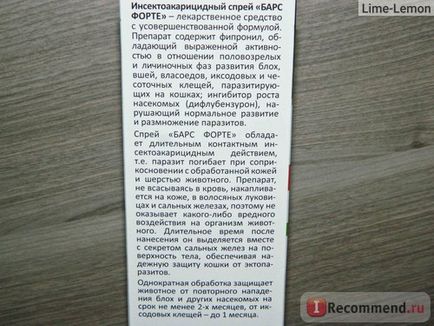 Протипаразитарні засоби АВЗ барс форте спрей для кішок від бліх і кліщів - «ефективно,