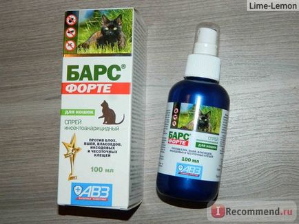 Paraziták elleni termékek AVZ Bars forte spray macskák ellen bolhák és kullancsok - „hatékony, (eszköz) Paraziták elleni termékek AVZ Bars forte spray macskák ellen bolhák és kullancsok - „hatékony,