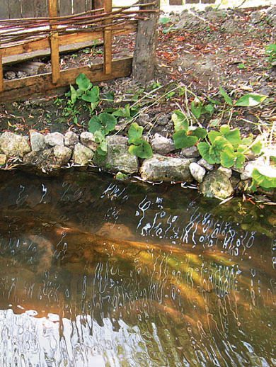 Pond în râu cu mâinile tale