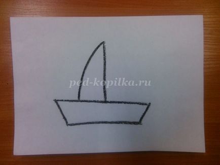 Desenarea unei barci la apus în etape, cu o fotografie pentru copii de la 5 ani