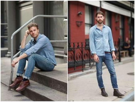 Cu ce ​​să purtați pantofi de jeans albastru, cămașă