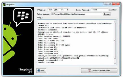 Instalarea snap-ului client pe Blackberry 10