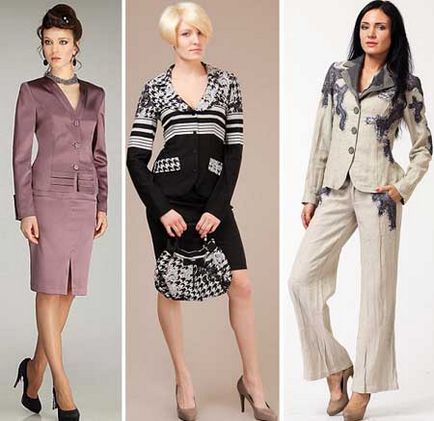 Costum de afaceri pentru femeie - fotografie cum să alegi un costum de pantaloni sau cu o fustă jumătate amendă
