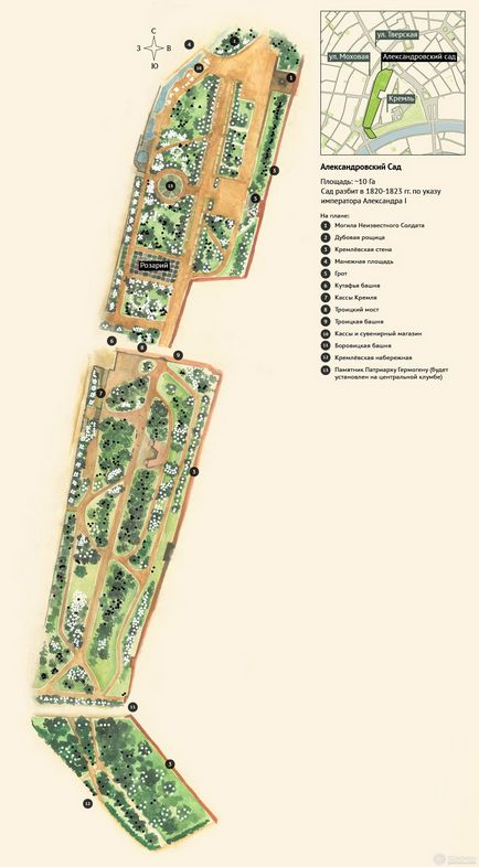 Олександрівський сад - москва, фото, історія, де знаходиться, план, режим роботи