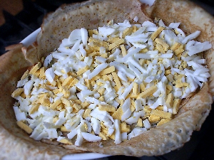 Palacsinta pite csirke és gomba - Fotó-lépésre főzés receptek