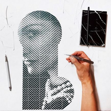 Papír art háromdimenziós portrék létre vékony csíkokra vágva