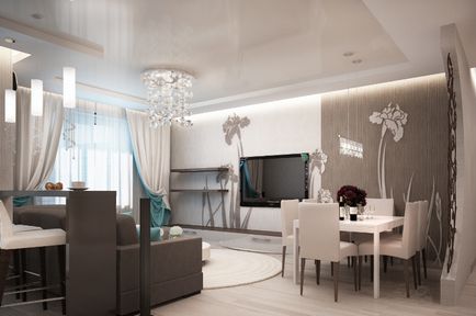 Design de living-bucatarie, cherestea de interior