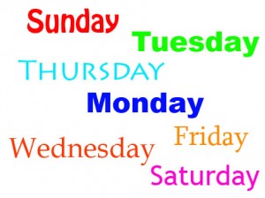 Zilele săptămânii în limba engleză