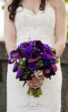 Purple buchet de mireasa de idei si decoratiuni foto