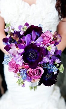 Purple buchet de mireasa de idei si decoratiuni foto