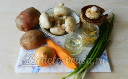 Gomba leves tésztarecept egy fotó - egy lépésről lépésre főzés gombával és tésztával