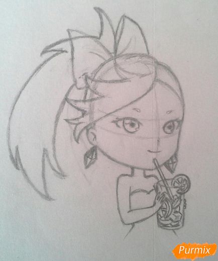 Cum să atragă Mojito-chan în stil chibi cu creioane în etape