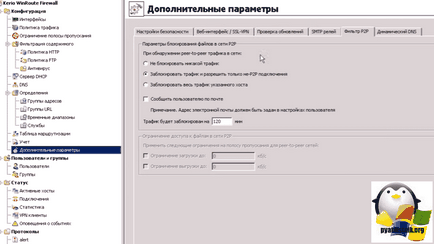 Ca și în kerio control 8, interzice traficul p2p, configurează serverele Windows și linux