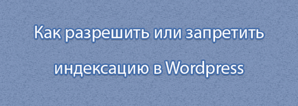 Як заборонити або дозволити індексацію wordpress сайту