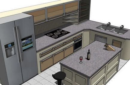 Кухонний острів дизайн, розміри і планування в маленькій кухні, сучасний інтер'єр, фотогалерея