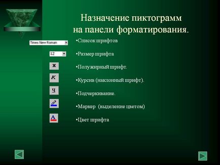 Призначення піктограм на панелі форматування - презентація 17196-5