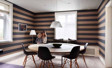 Striped tapet (50 fotografii) dungi pentru pereți în interior, mobilier de bucatarie, combinație și