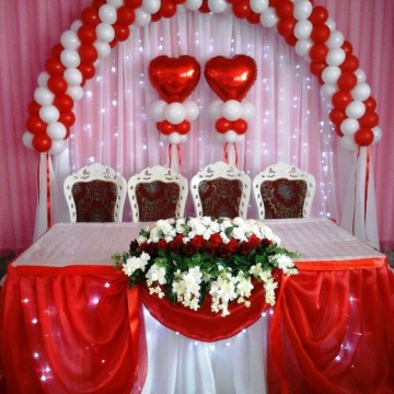 Оформлення і прикраса столу на весілля свічками, посудом і квітами