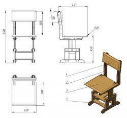 Scaun reglabil pentru elev cu desene de mâini proprii